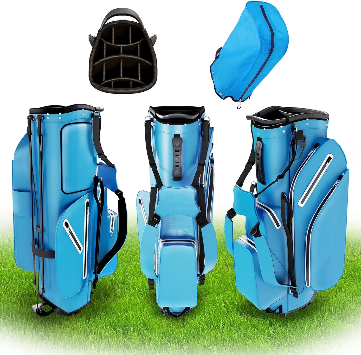 AK System 14 Way Divider Golf Carry Bag with Straps, Portable Golf Travel Bag, Golf Club Bag with Cooler, Golf Travel Case - Water-Repellent, Lightweight and Easy to Maneuver