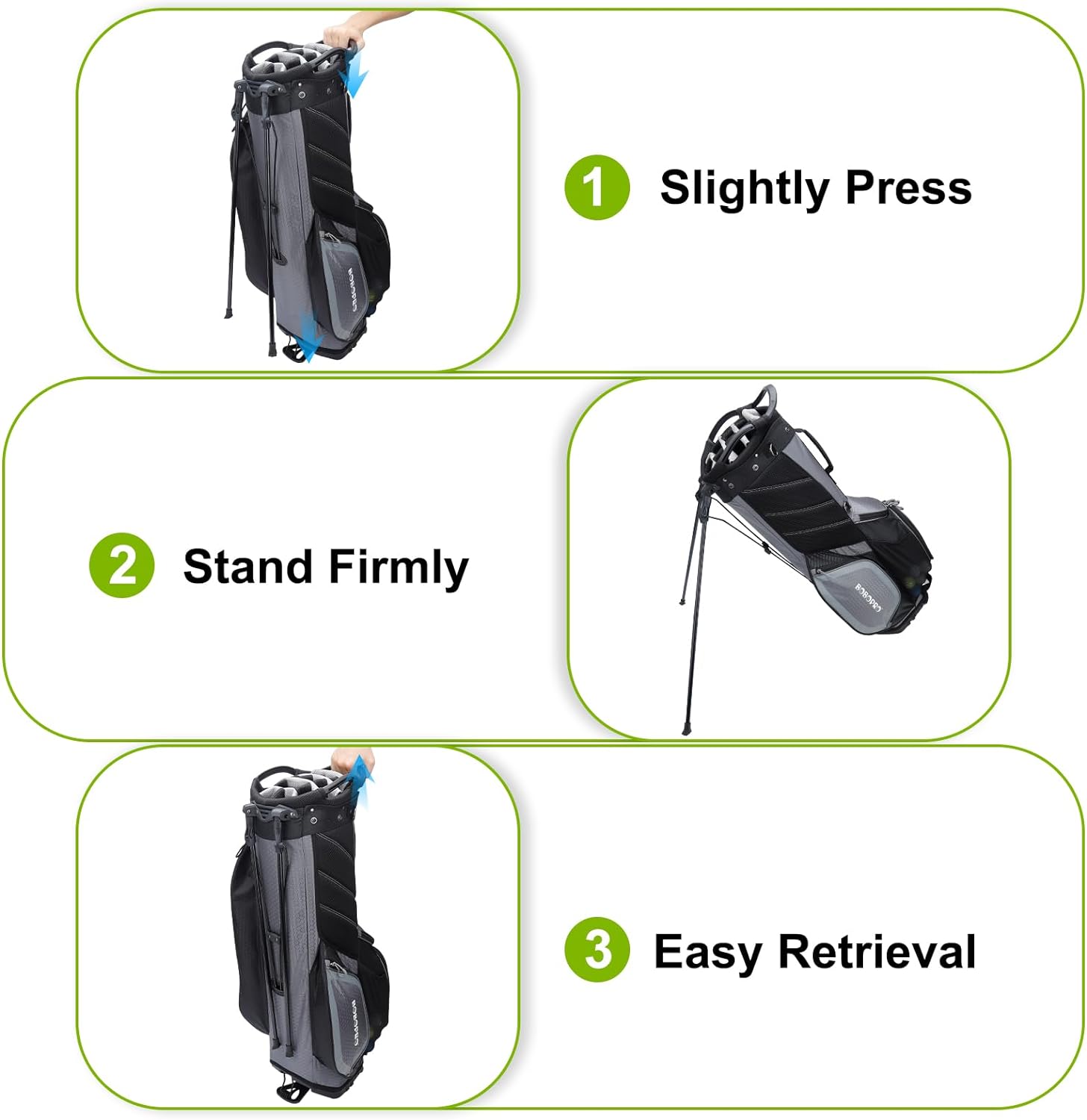 BOBOPRO Golf Stand Bag, Golf Bags with Stand, 14 Way Top Divider Golf Club Bag with 7 Pockets, Cooler Pouch and Rain Hood, Dual Shoulder Straps, Lightweight and Waterproof for Men Women