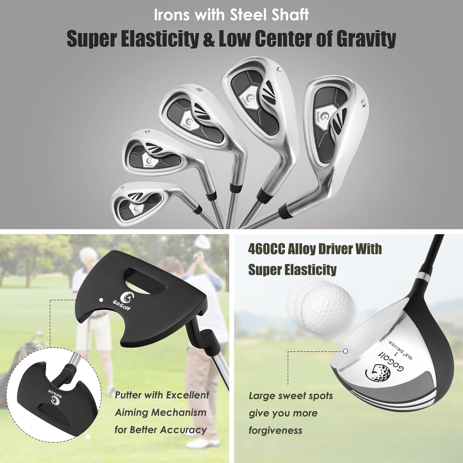 Tangkula 9/10 Pieces Mens Complete Golf Clubs Set Right Hand, Includes 460cc Alloy #1 Driver  #3 Fairway Wood  #4 Hybrid  #6/#7/#8/#9/#P Irons  Putter, Golf Club Set