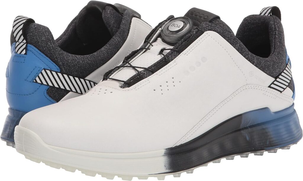 ECCO Mens 2022 Golf S-Three Spikeless Breathable Waterproof Leather Golf Shoes