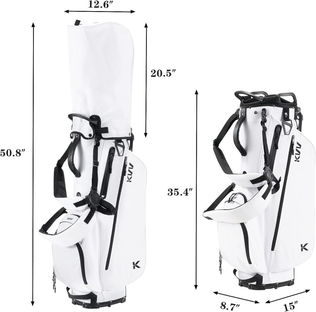 KVV Lightweight Golf Stand Bag with 7 Way Full-Length Dividers, 5 Zippered Pockets, Automatically Adjustable Dual Straps，Elegant Design