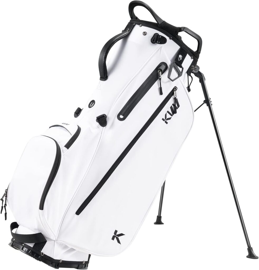 KVV Lightweight Golf Stand Bag with 7 Way Full-Length Dividers, 5 Zippered Pockets, Automatically Adjustable Dual Straps，Elegant Design