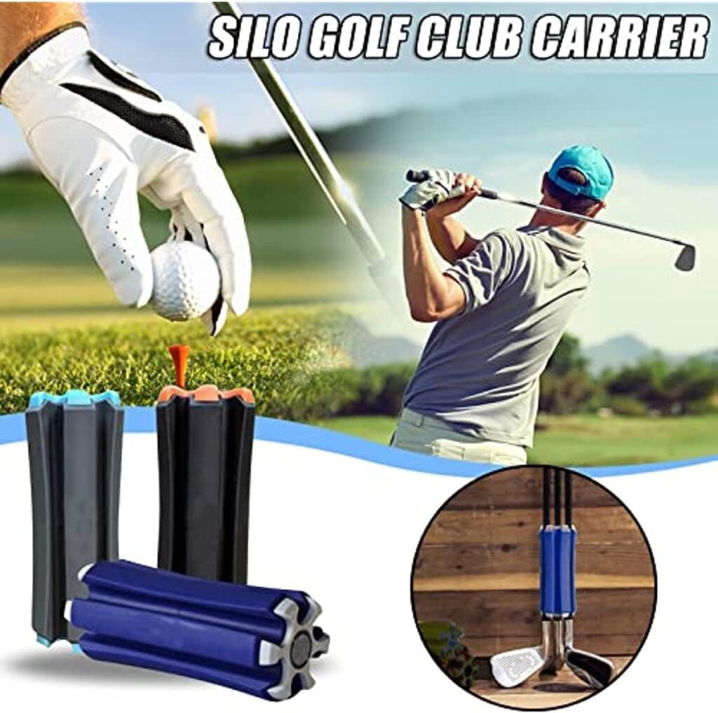 Portable Golf Club Retainer, Standing Golf Club Holder,Golf Club Fixed Clip Easy to Carry Club Carrier for Woods, Irons, Wedges, Can Holds up 6 Golf Clubs 3 Tees and A Ball Marker