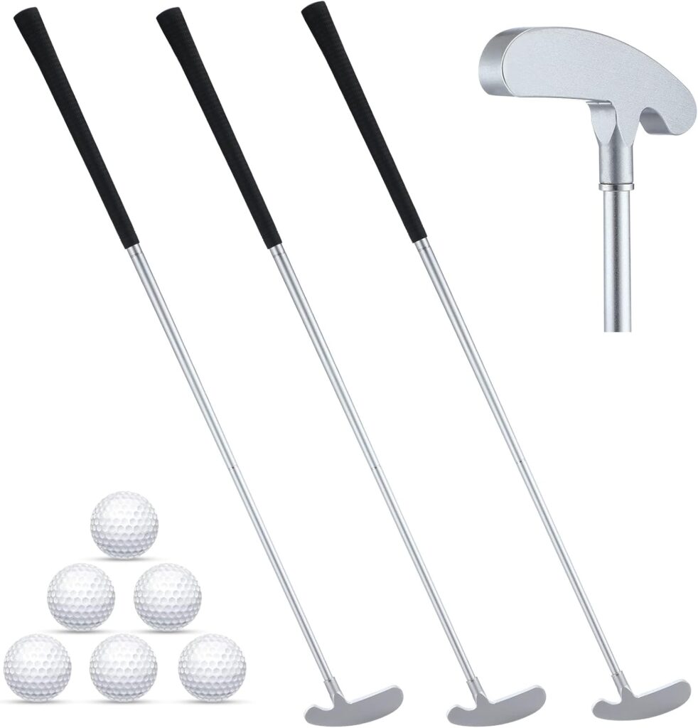 Wettarn 3 Sets Golf Clubs Mini Two Ways Golf Putter Golf Clubs Set for Men Women Kids Sturdy Putter Shaft with 6 Practice Golf Balls for Left or Right Handed Golfers Indoor Outdoor