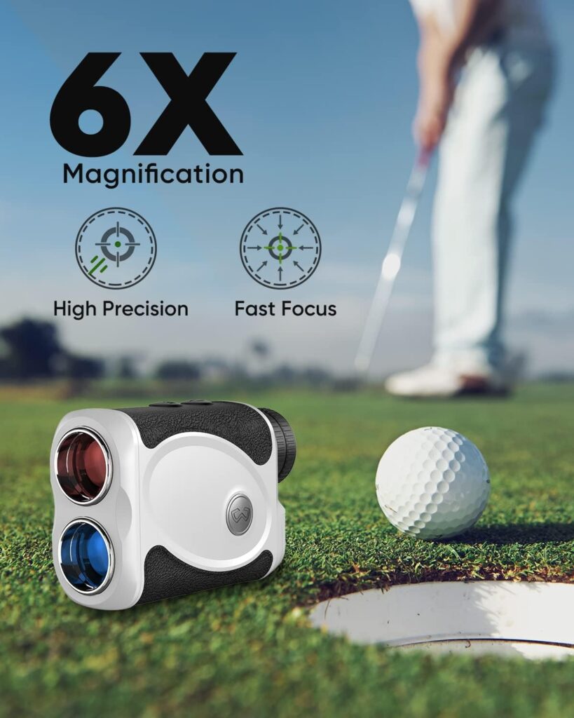 WOSPORTS Golf Rangefinder, 800 Yards Laser Range Finder, High-Precision Flag Lock with Pulse Vibration, Tournament Legal Rangefinder for Golfing and Hunting, 6X Magnification, Battery Included