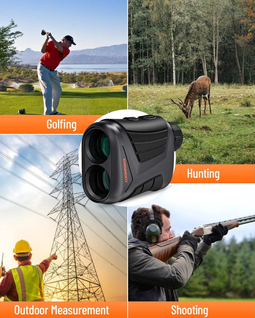 ENGiNDOT Golf Rangefinder 900 Yards 7X Magnification Rechargeable Laser Range Finder with Slope,High-Precision Flag Pole Locking/Range/Speed/Angle Measurement, Distance Finder for Golf  Hunting