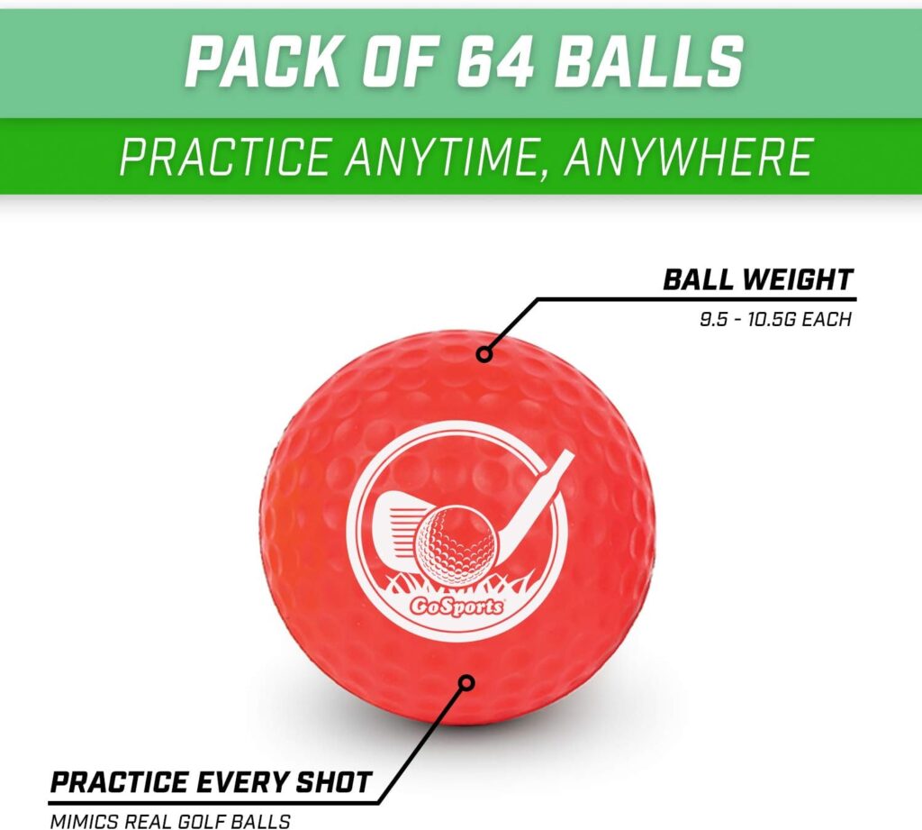 GoSports Foam Golf Practice Balls Realistic Feel and Limited Flight Use Indoors or Outdoors