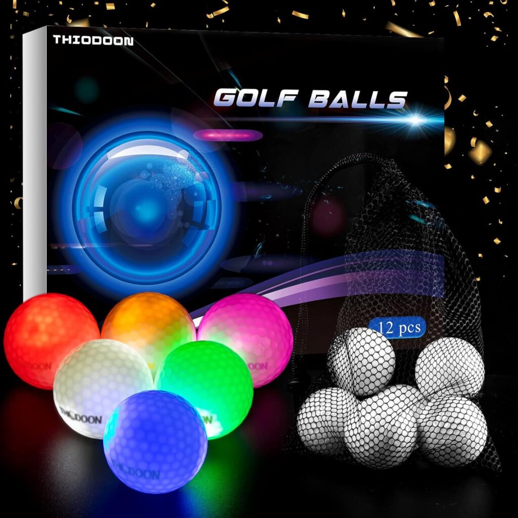 THIODOON Glow in The Dark Golf Balls Light up Led Golf Balls Night Golf Gift Sets for Men Kids Women