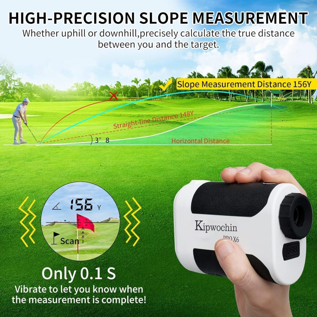 Kipwochin Golf Rangefinder with Slope, Type-C 880 Yards Range Finder, Flag Lock with Vibration,0.1S Measurement,USB Rechargeable Laser Rangefinder for Golf  Hunting